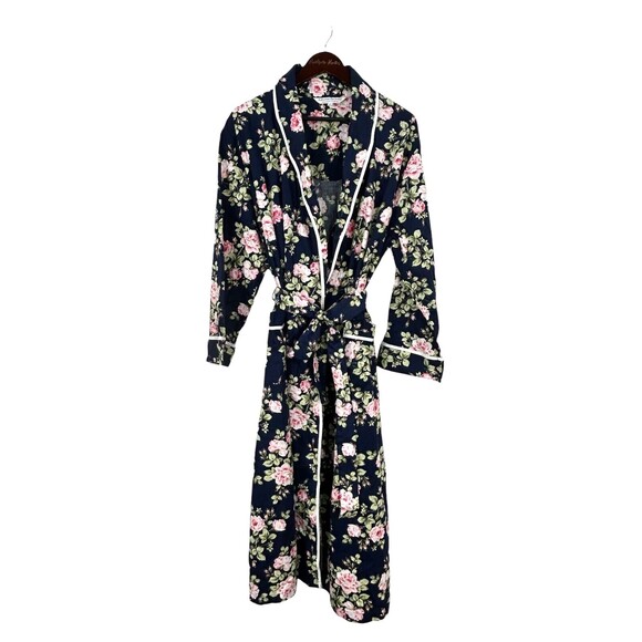 Alexander Del Rossa Other - Alexander Del Rossa Women Kaftan Robe 2X Navy Pink Floral Roses Cozy Comfort E4